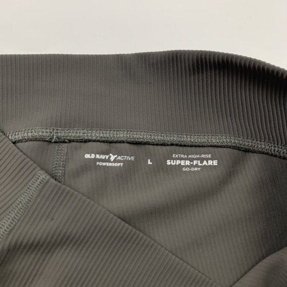 Old Navy Temple Stone Ribbed Powersoft Extra High Rise Super Flare Leggings L - Picture 3 of 7